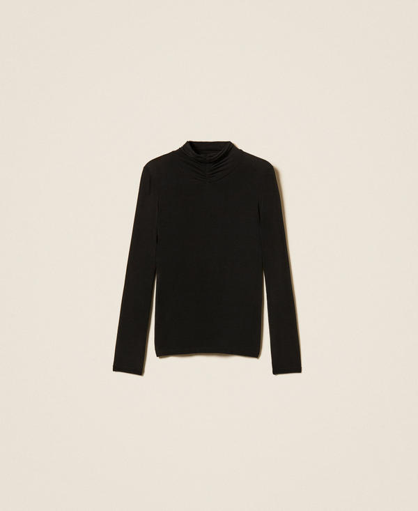 Turtleneck top with draping