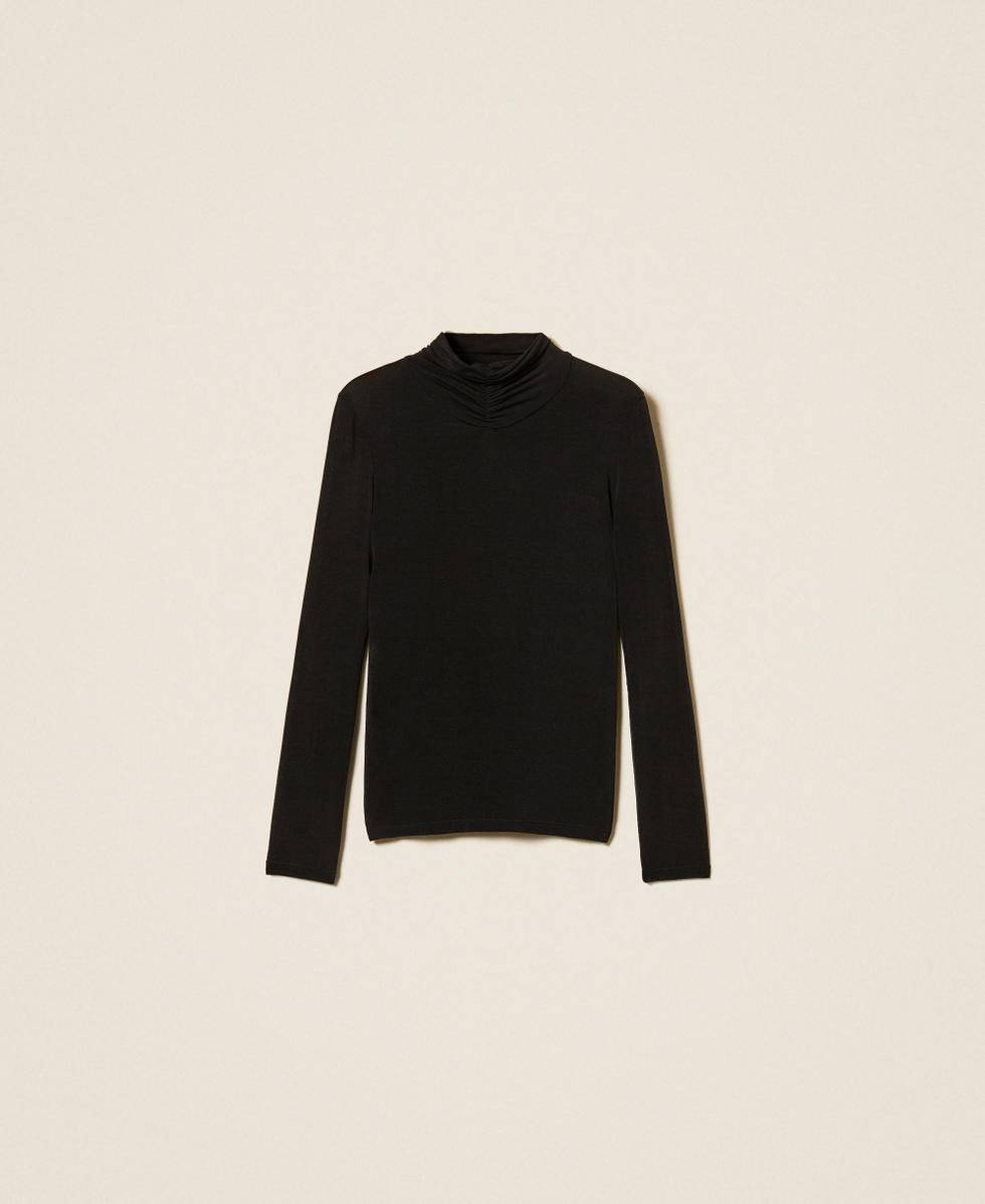 Top lupetto con drappeggio