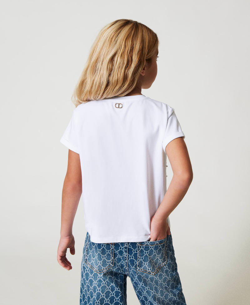 T-shirt avec strass et perles