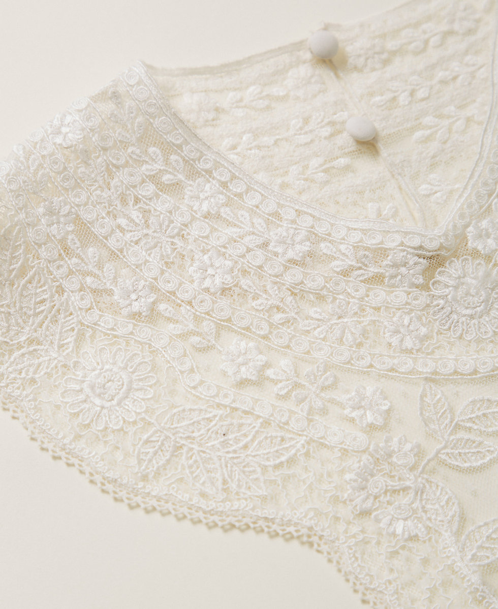 Col en dentelle macram&eacute; Blanc Neige Femme 252TS5FAA_00282_02