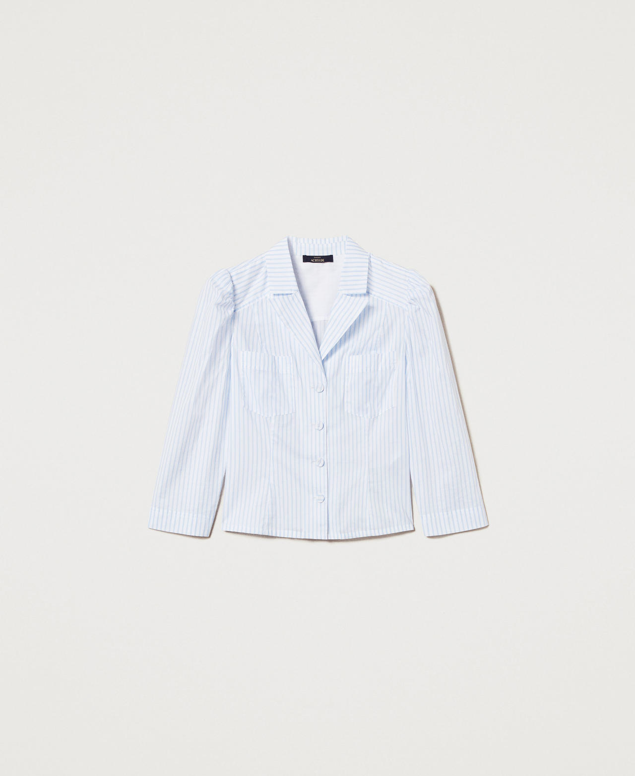 Camicia in popeline a righe Bicolor Bianco "Papers" / Azzurro Intenso Donna 251AX2056_12399_0S