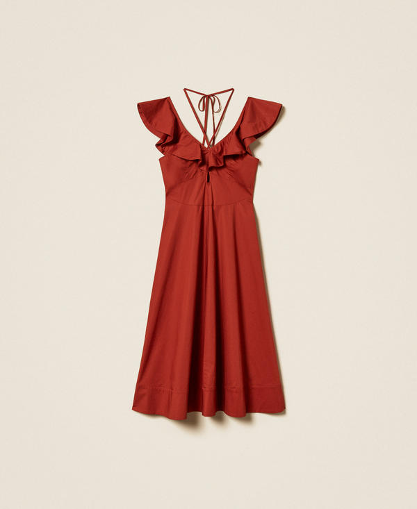 Poplin midi dress with ruffles
