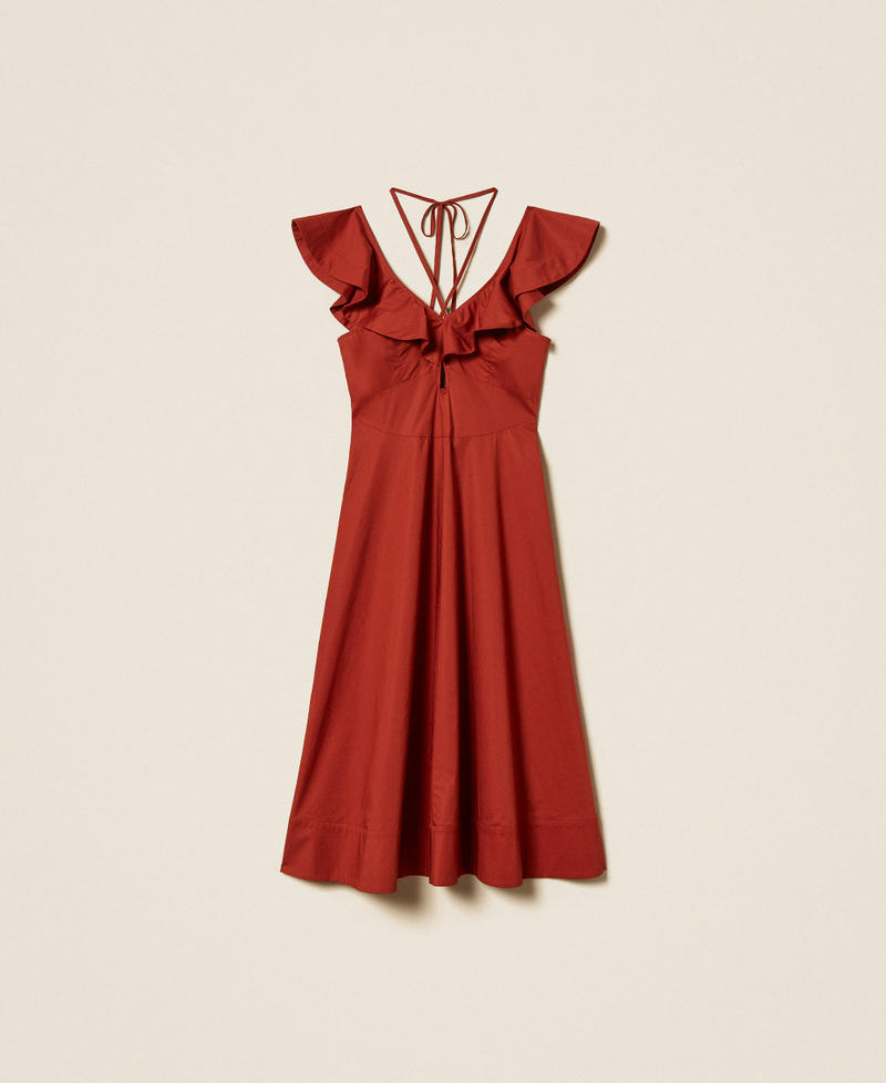 Midikleid aus Popeline mit R&uuml;schen "Henna" Brown Frau 261TT2212_13332_S0