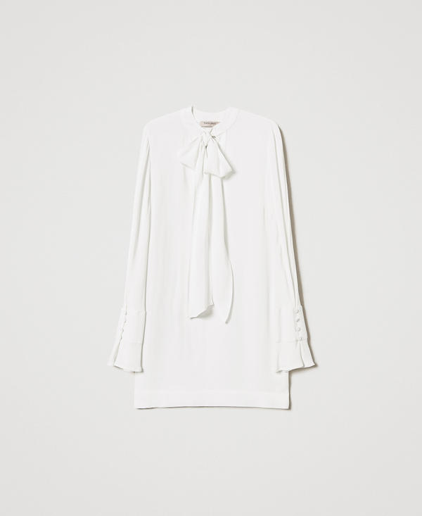 Blusa in crêpe de Chine con fiocco