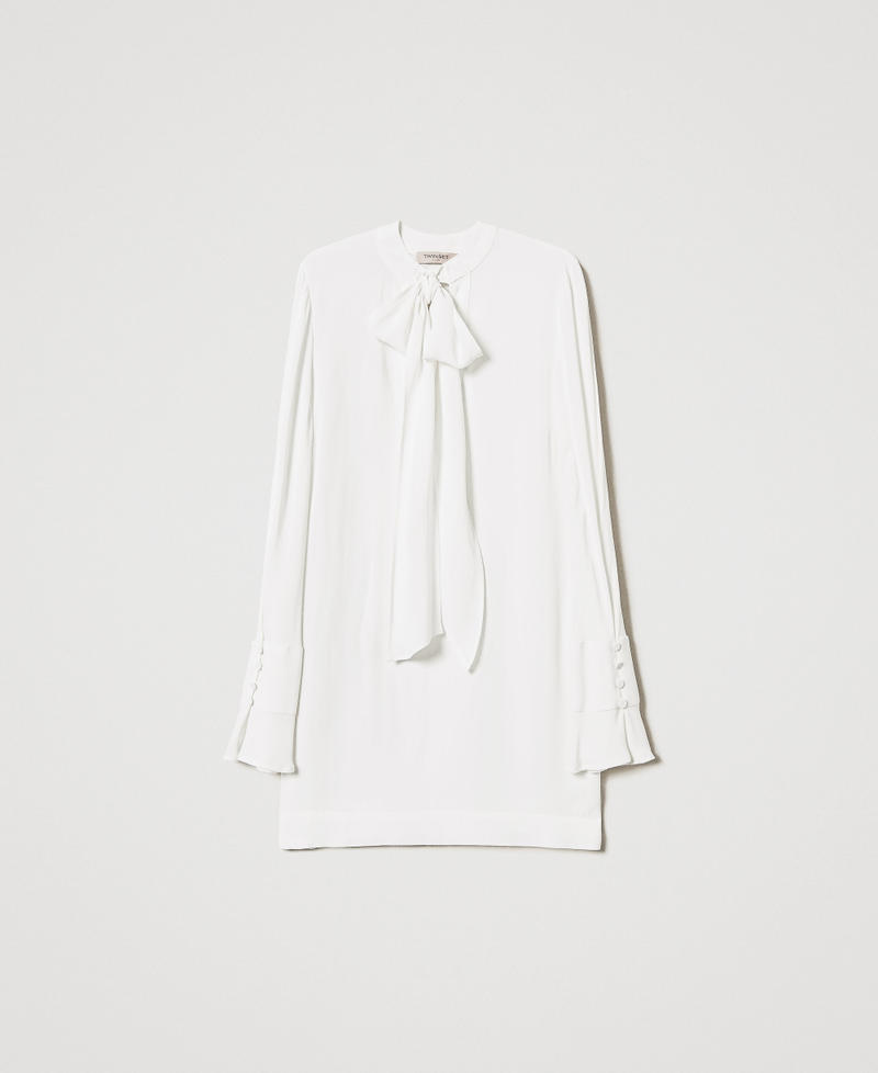 Crêpe de Chine blouse with pussy bow White Snow Woman 251TP2140_00282_S0