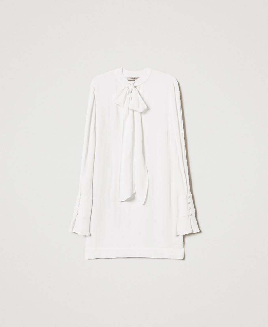 Crêpe de Chine blouse with pussy bow White Snow Woman 251TP2140_00282_S0