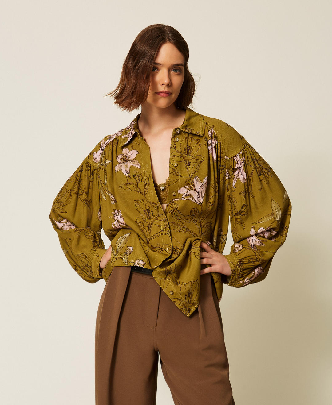 Chemise en crêpe de Chine floral
