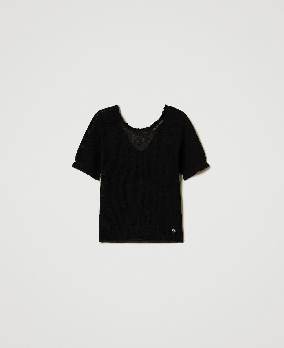 Dual-use floral jacquard top Black Woman 251AP3211_00006_S0
