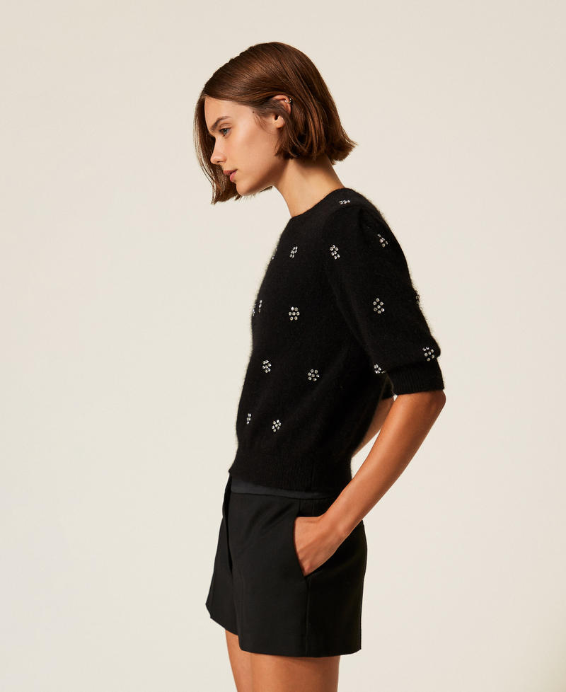Angora blend jumper with embroidery Black Woman 252TT3181_00006_02