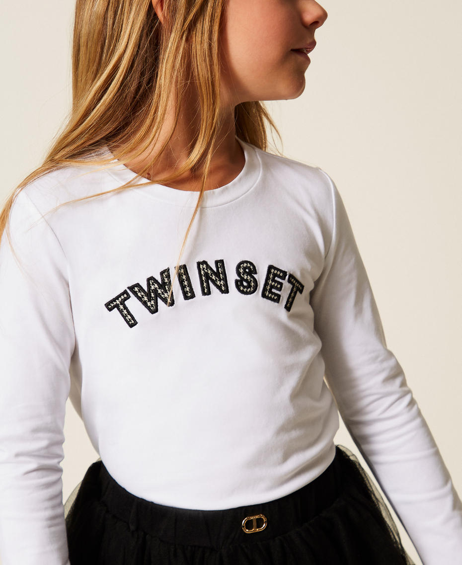 Girls' T-shirt with houndstooth pattern logo Off White Girl 252GB2261_00526_04