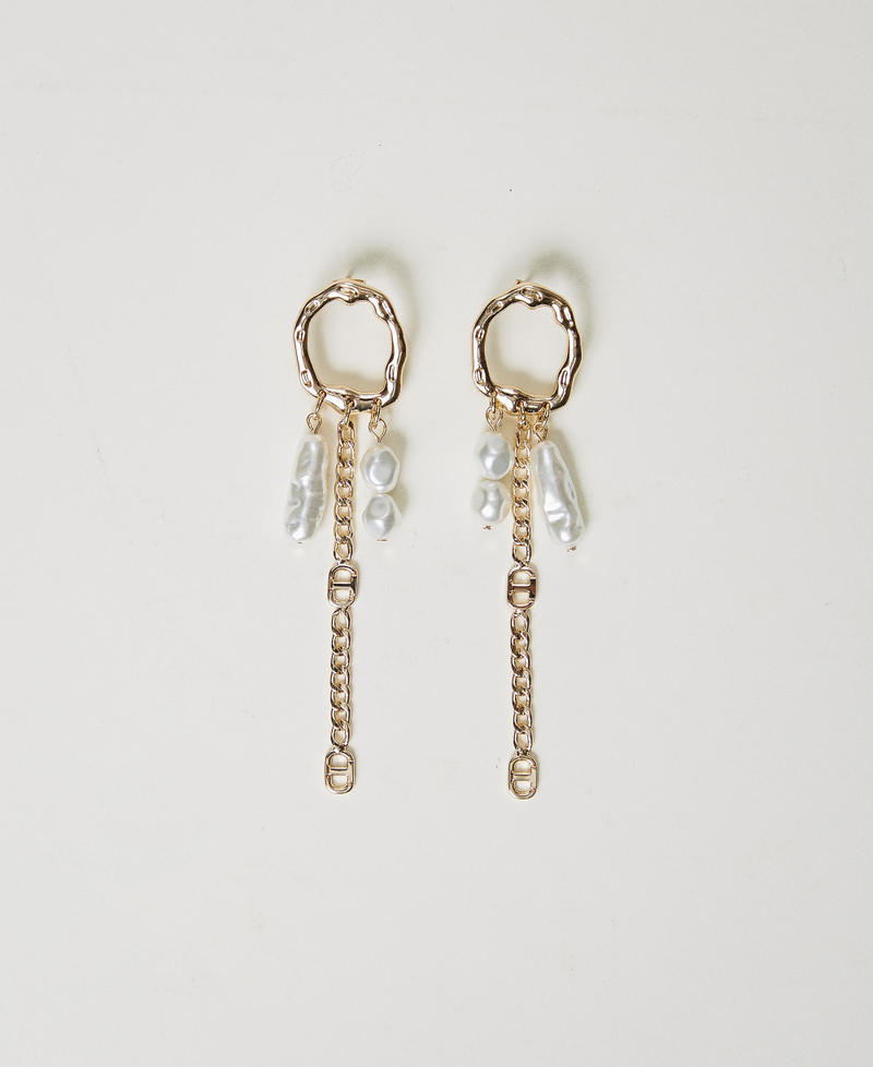 Pendant earrings with chain and pearls New Gold Woman 251TO5381_10630_01