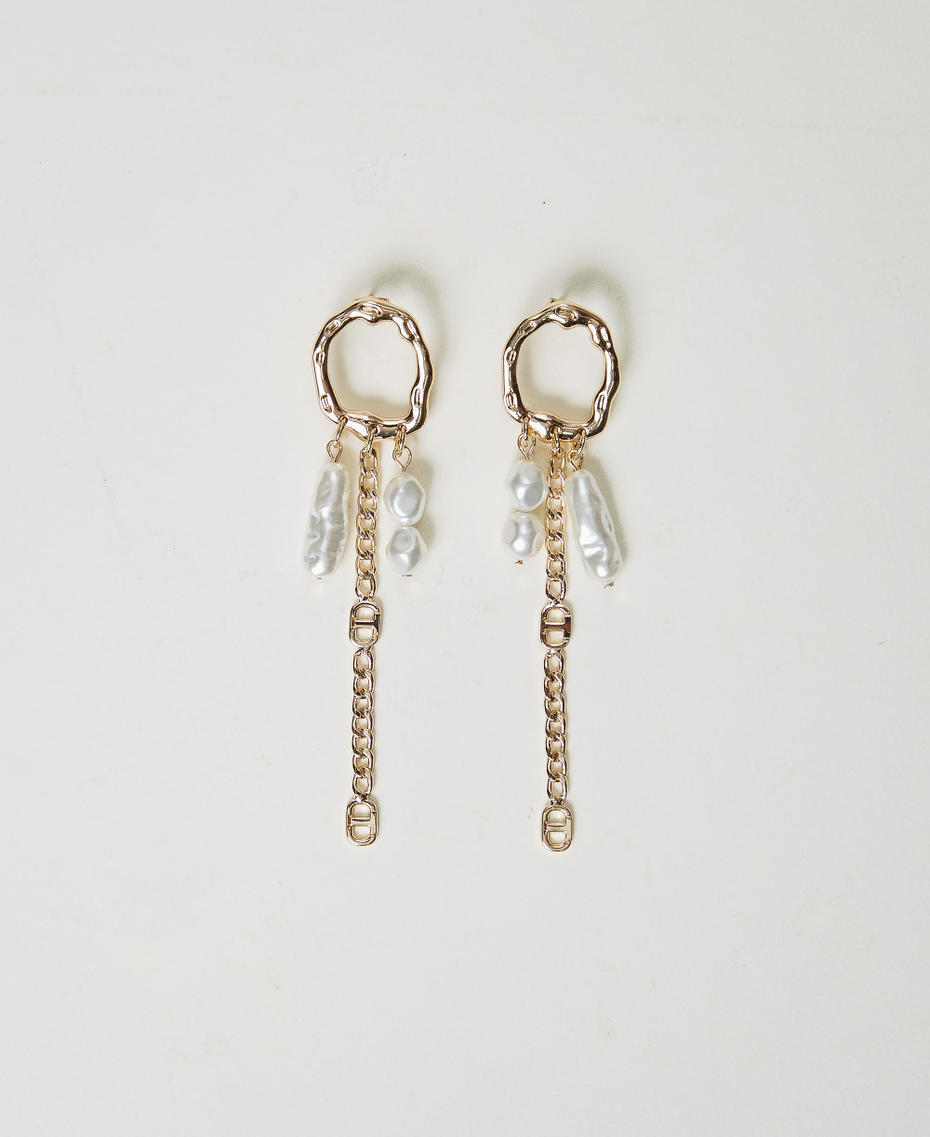 Pendant earrings with chain and pearls New Gold Woman 251TO5381_10630_01