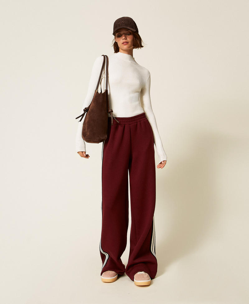 Wide scuba trousers Red Wine Woman 252LL2GDD_12818_01