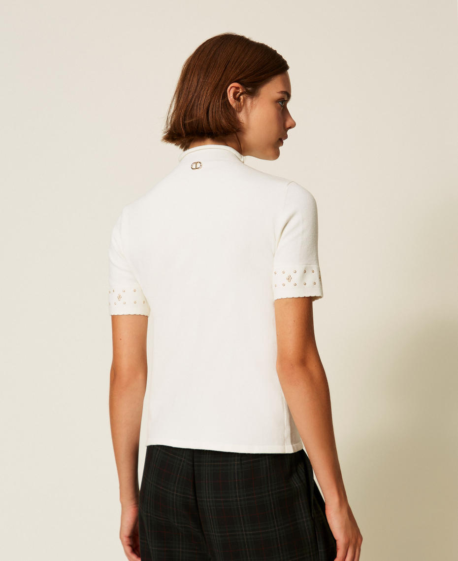 Turtleneck jumper  with rhinestones White Snow Woman 252TP3274_00282_03