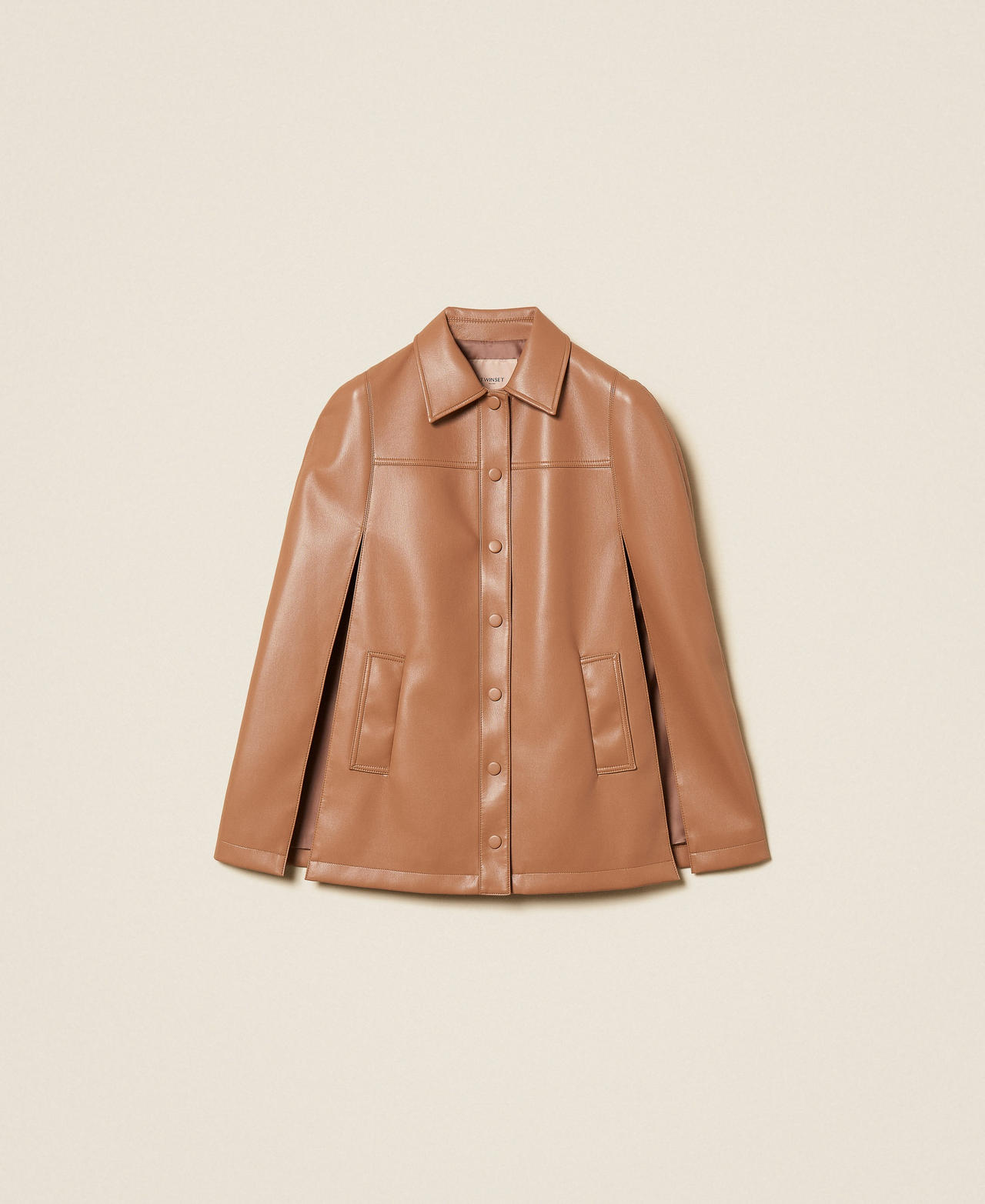 Faux leather cape jacket Caramel Camel Woman 261TP2041_11718_S0