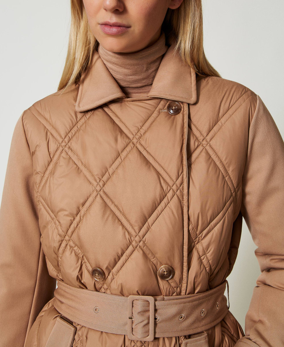 Double-breasted quilted puffer jacket Warm Beige Woman 242TT2370_04233_04