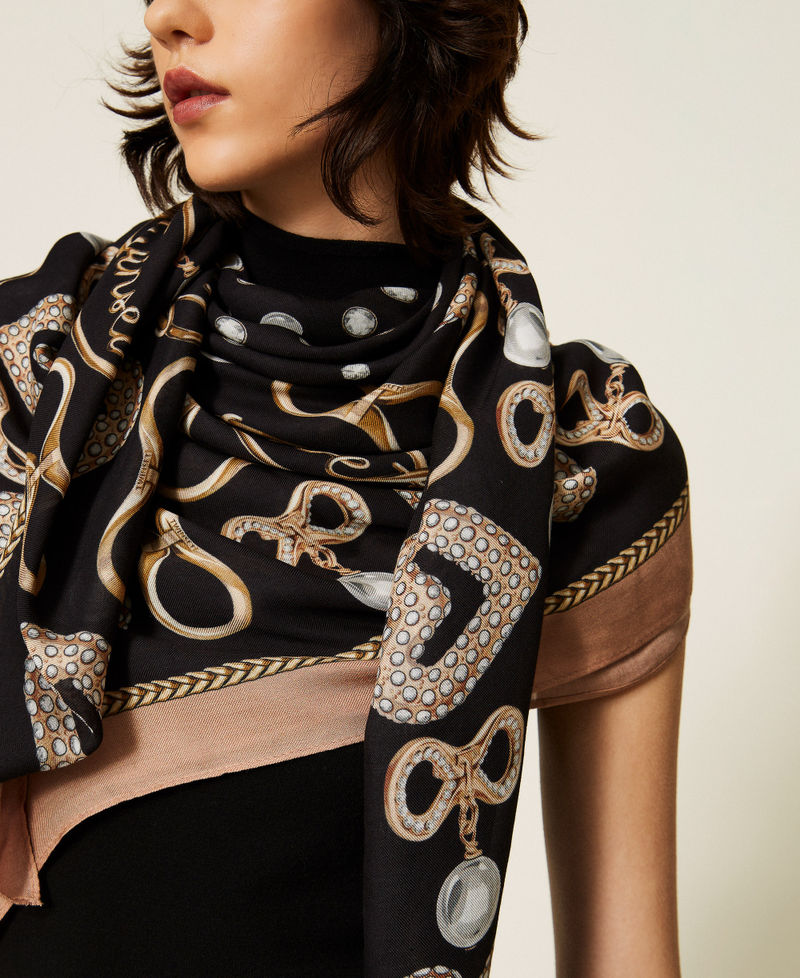 Kefiah with jewel print Black Woman 262TA4630_00006_A0
