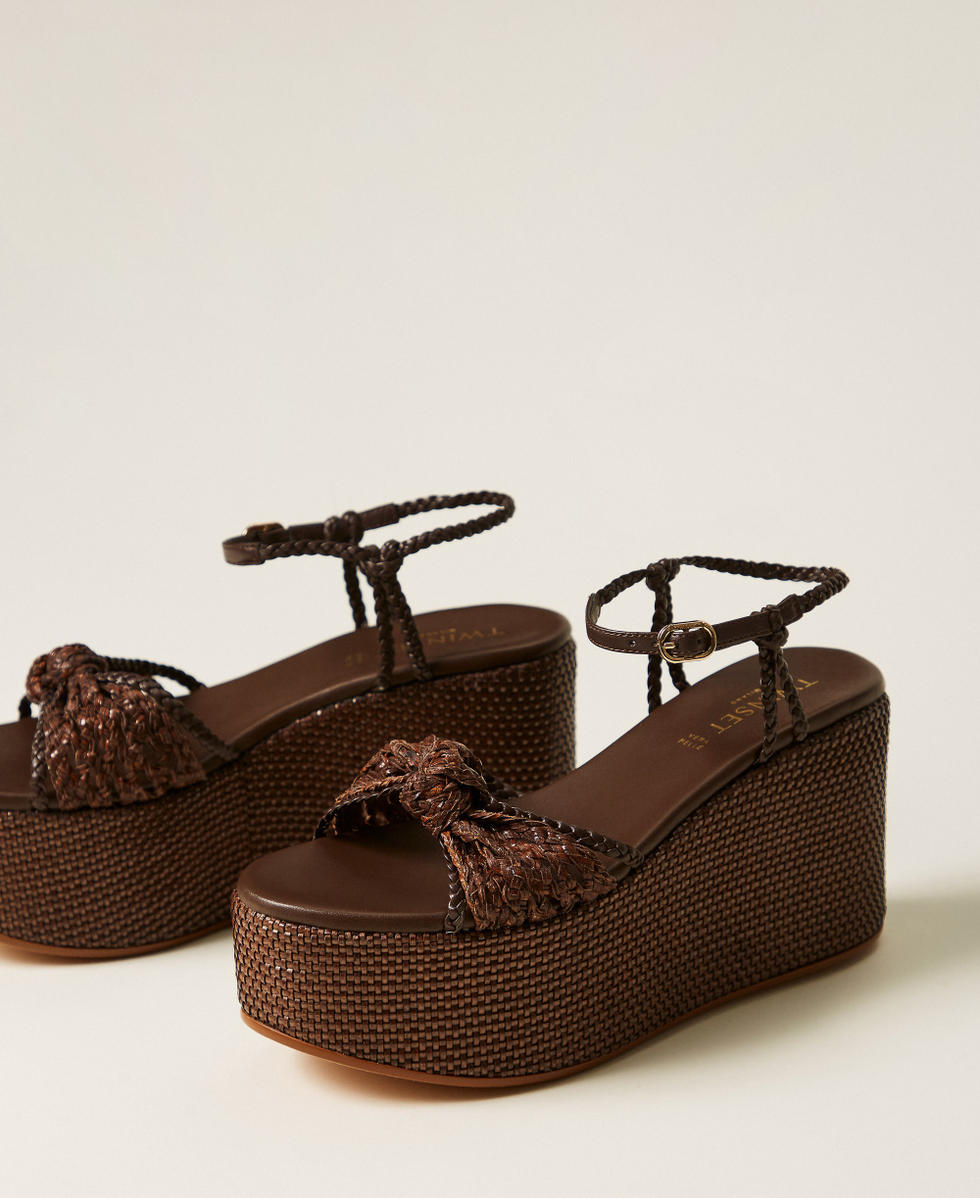 Wedge sandals with knot Coffee Liqueur Woman 261TGT038_12110_02
