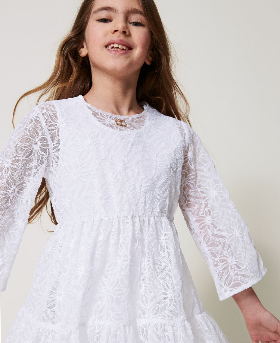Short embroidered tulle dress with flounces "Ice" White Girl 251GJ2525_00808_04