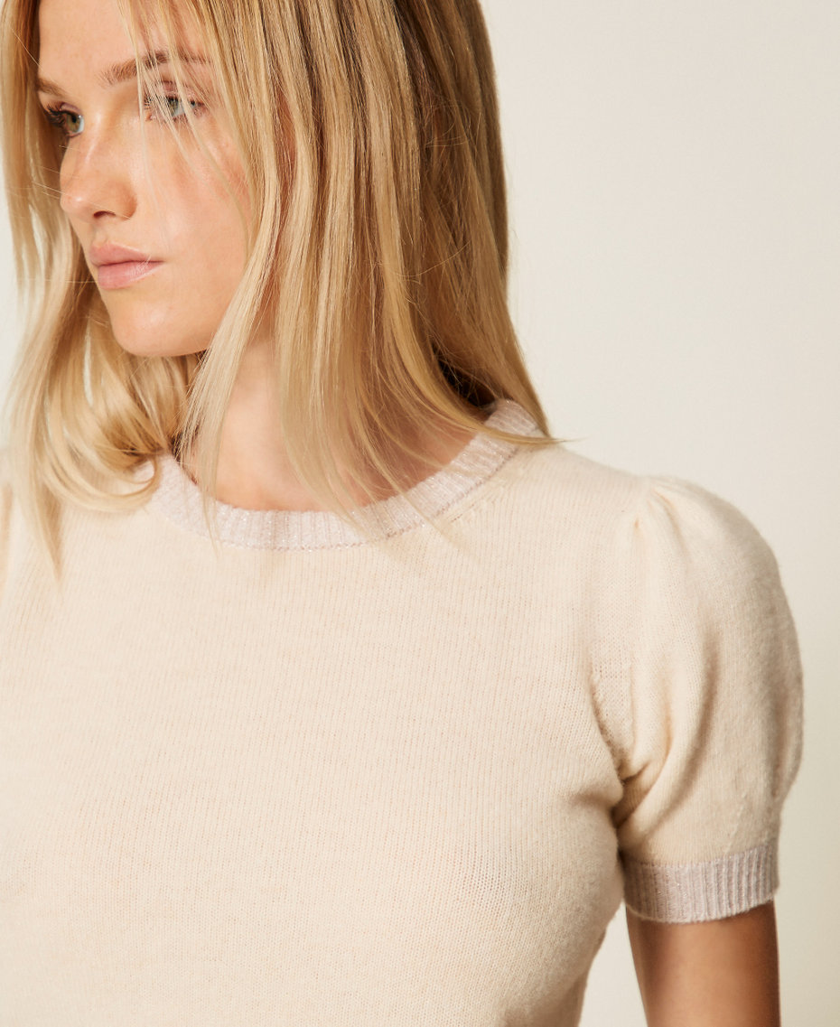 Jersey de mezcla de cachemira con lúrex Chantilly / Nieve Oro Lúrex Mujer 252TP3581_12790_04