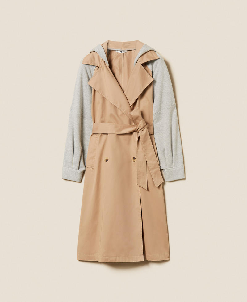Trench en gabardine et molleton Bicolore Incense/Gris Chin&eacute; Clair Femme 261LL2JBB_13300_S0