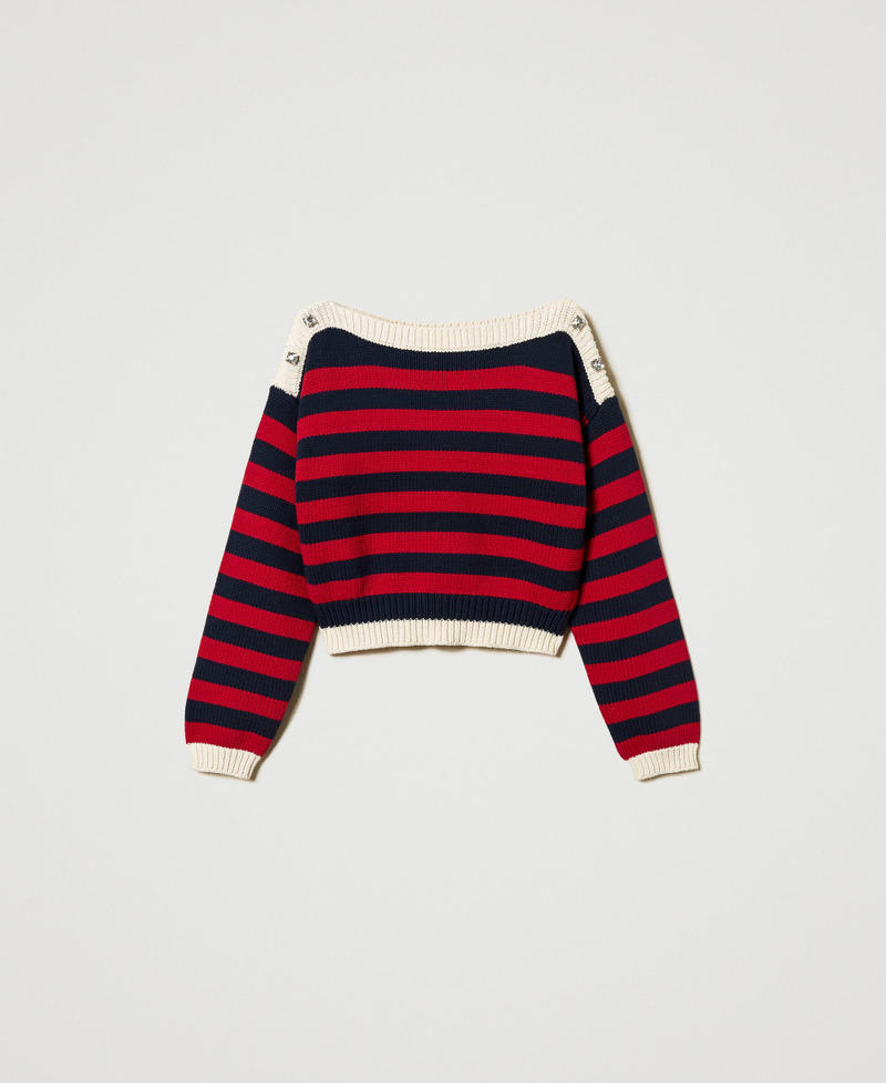 Pull &agrave; rayures avec cabochons Multicolore Deep Blue/Love Potion/Sugar Femme 251AP3230_12185_S0