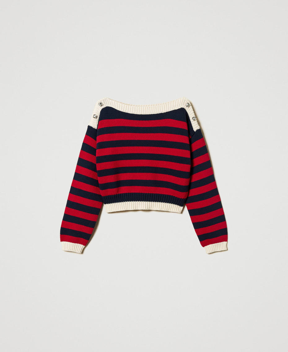 Pull &agrave; rayures avec cabochons Multicolore Deep Blue/Love Potion/Sugar Femme 251AP3230_12185_S0