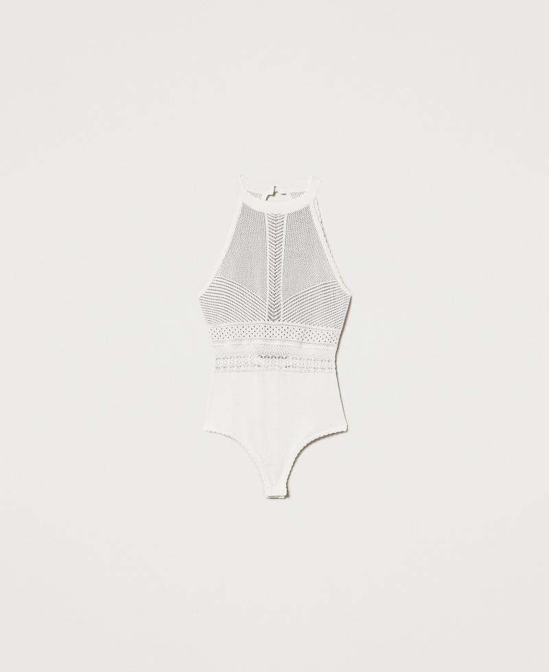 Strickbody mit Mustermix Wei&szlig; Schnee Frau 251TT3311_00282_S0