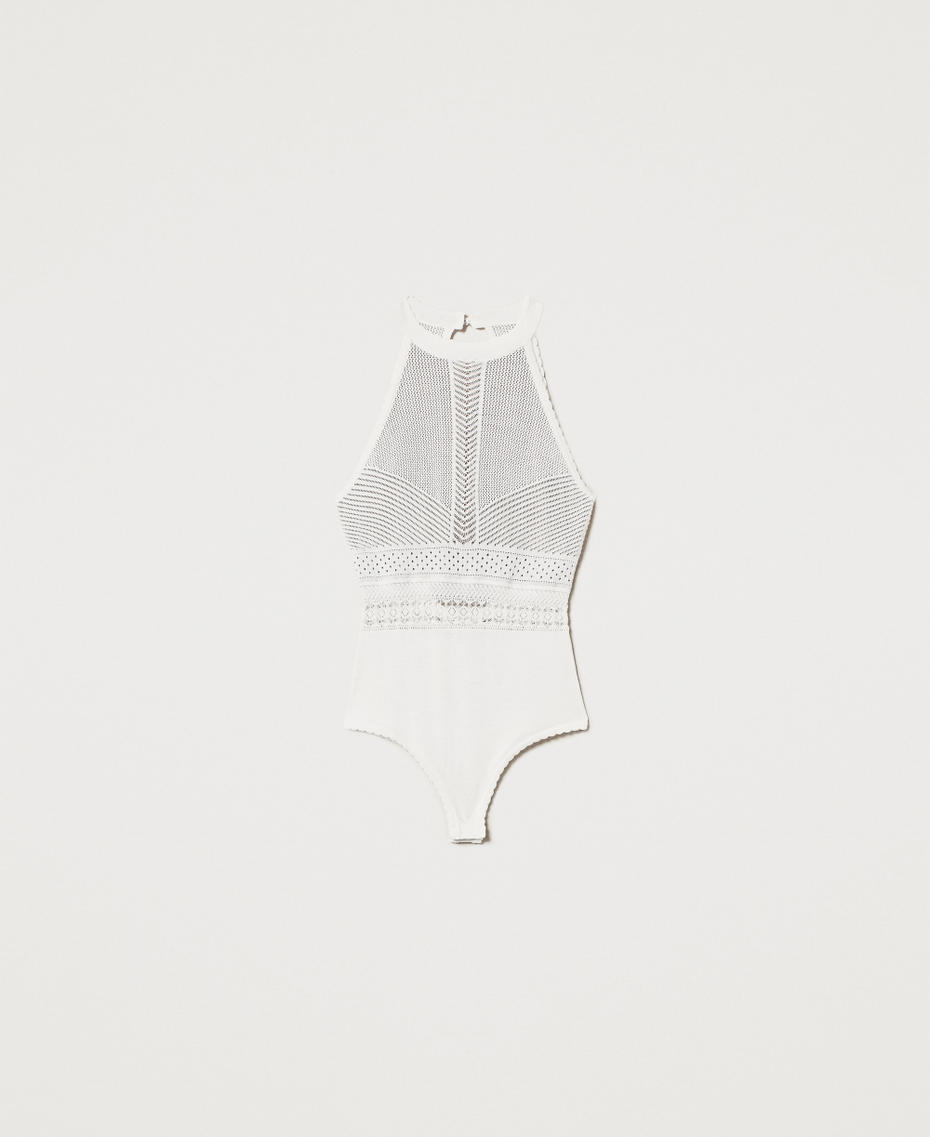 Strickbody mit Mustermix Wei&szlig; Schnee Frau 251TT3311_00282_S0