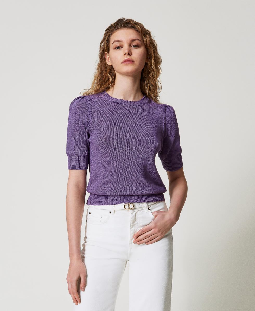 Pull avec manches fronc&eacute;es Cold Lavander Femme 251TT3153_11948_01