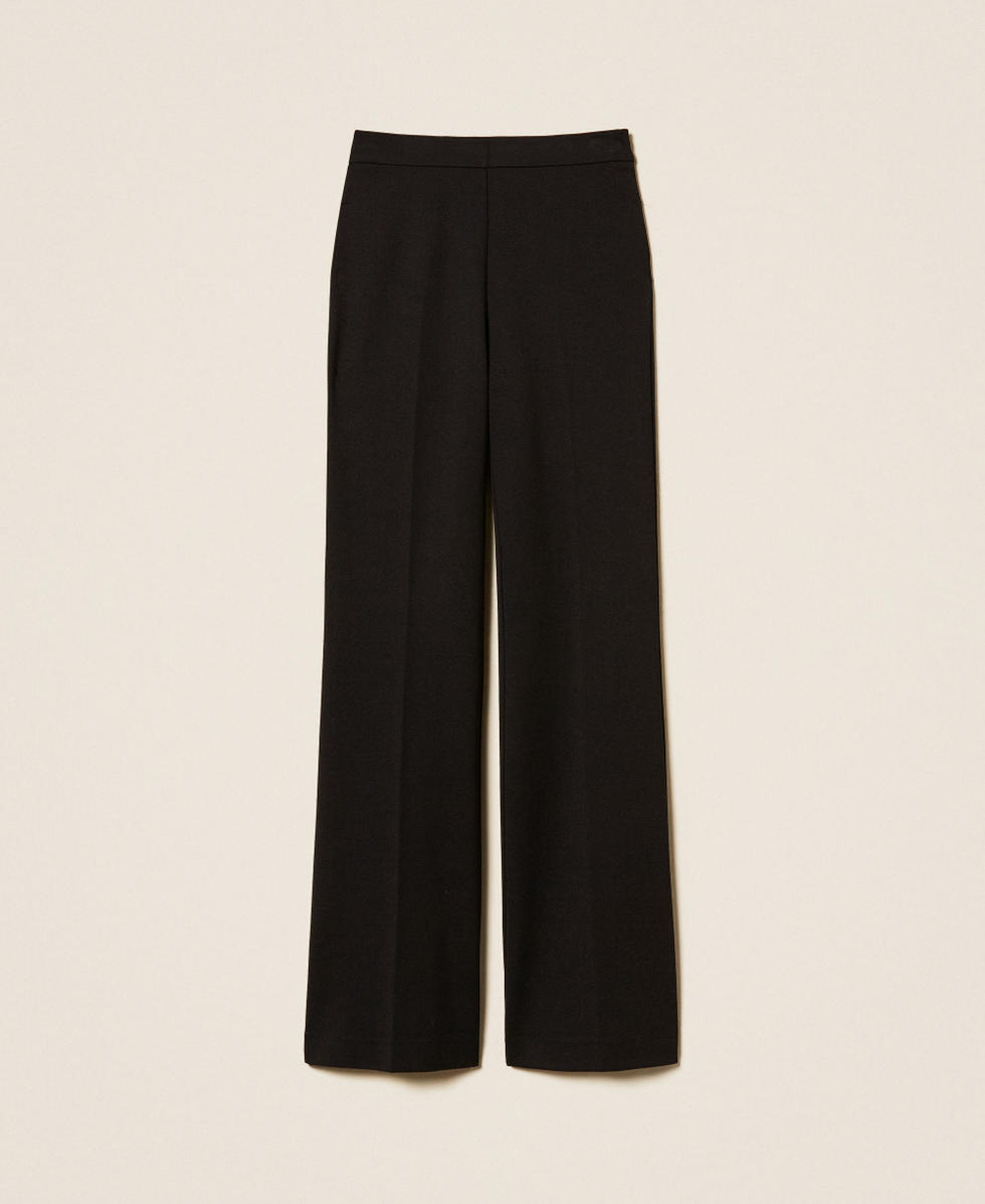 Flared trousers with pleat Black Woman 262TP2373_00006_S0
