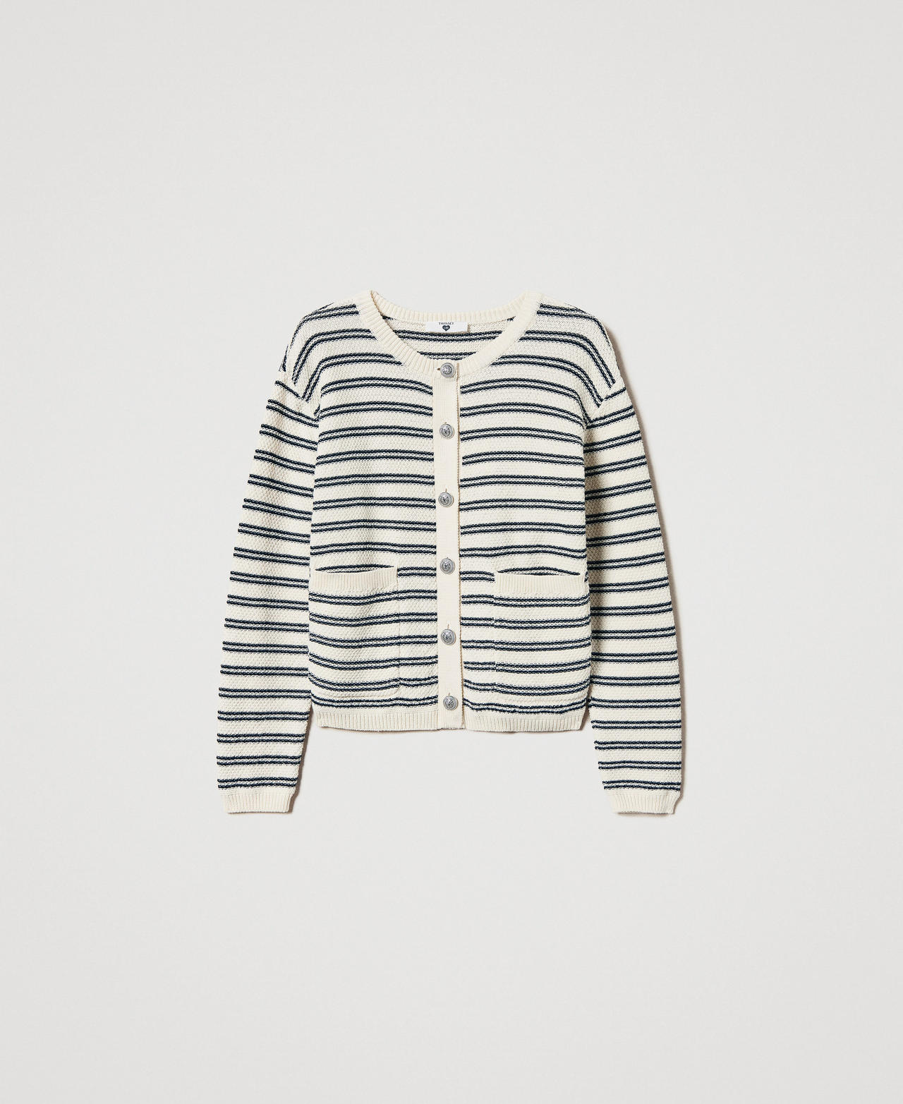 Giacca in maglia a righe Nero / Beige Donna 251LL3QBB_01571_0S
