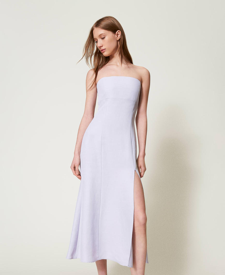 Langes Bustierkleid Fliederbl&uuml;tenlila Frau 251TT2306_00703_01