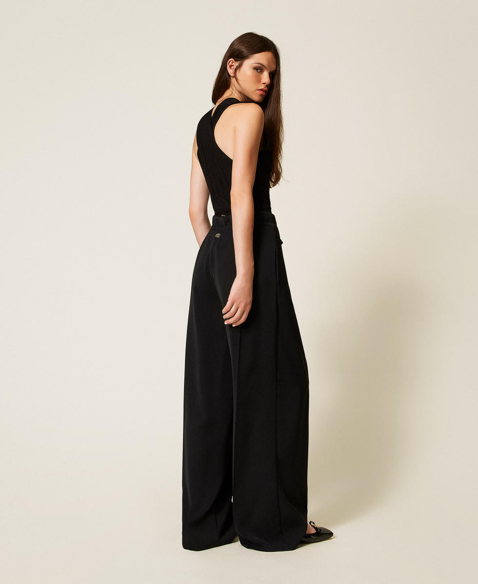 Pantalon palazzo avec cordon de serrage Noir Femme 252TF2011_00006_03