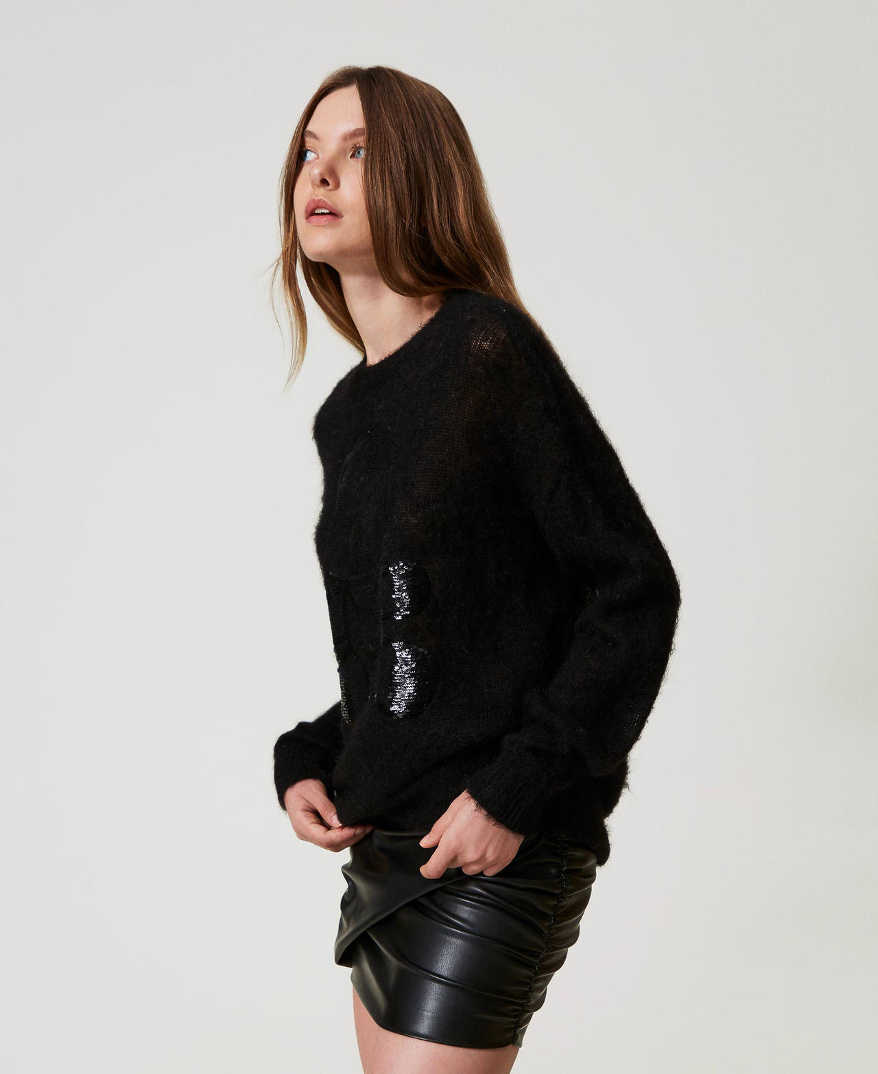 MYFO Pullover aus Wolle und Mohair Schwarz Frau 242AQ3401_00006_02