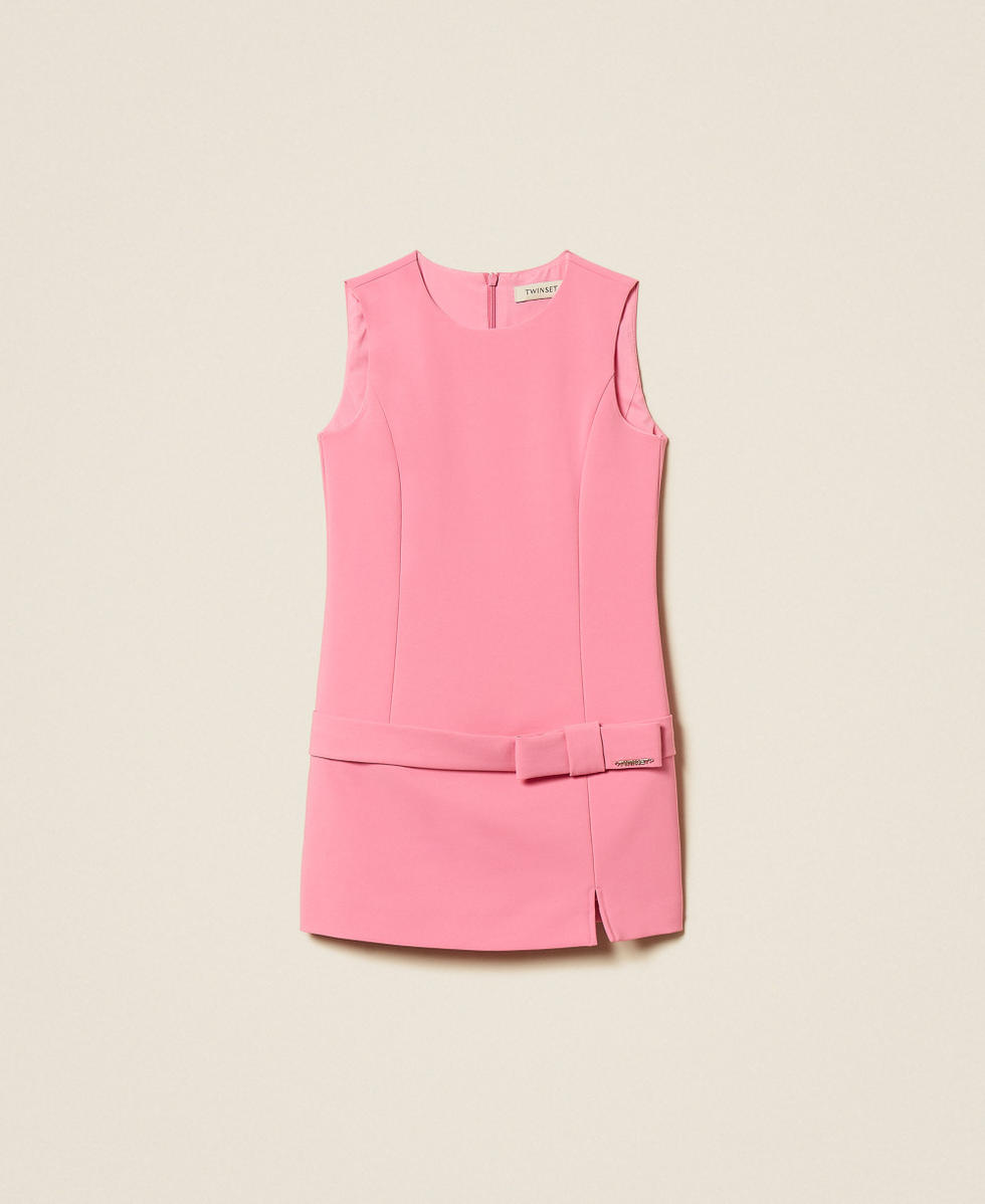 Robe courte en cr&ecirc;pe avec n&oelig;ud Rose &laquo;&thinsp;Aurora Pink&thinsp;&raquo; Fille 261GJ2Q58_07207_S0