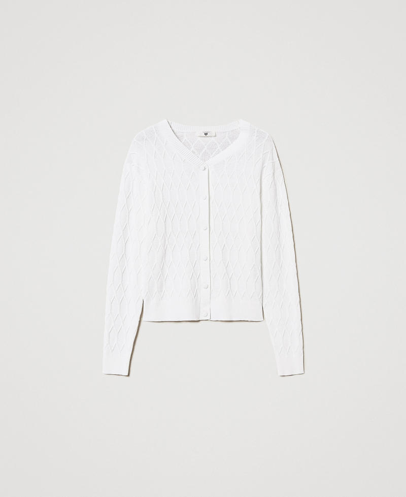 Lozenge pattern knit cardigan White Cloud Woman 251LL3HBB_12105_S0