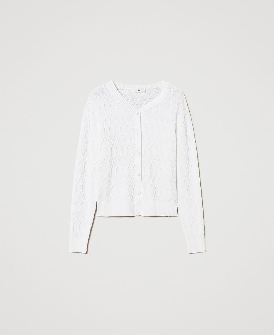 Lozenge pattern knit cardigan White Cloud Woman 251LL3HBB_12105_S0