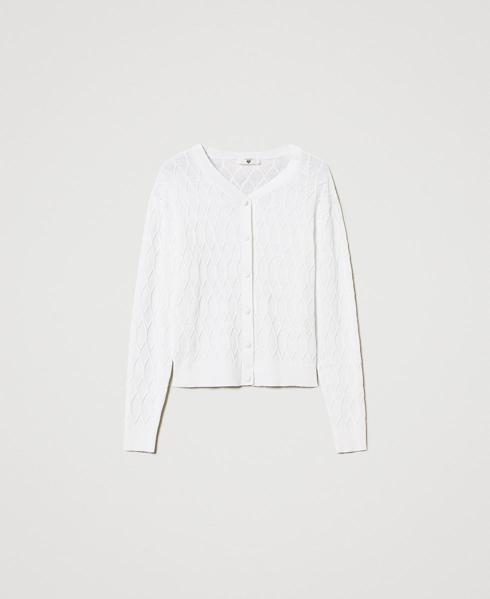 Cardigan en maille avec losanges White Cloud Femme 251LL3HBB_12105_S0