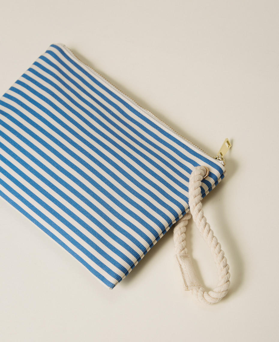 Canvas clutch Mediterranean Blue/Off White Stripes Woman 261LM8AJJ_13474_02