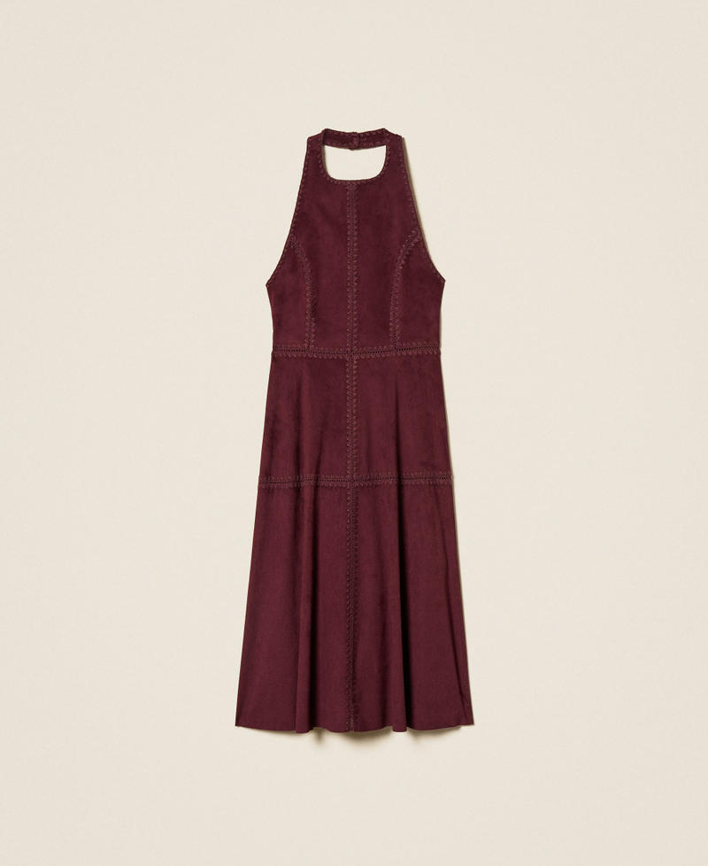 Midi suede dress with embroidery “Wine tasting” Purple Woman 261LB2MCC_05609_S0