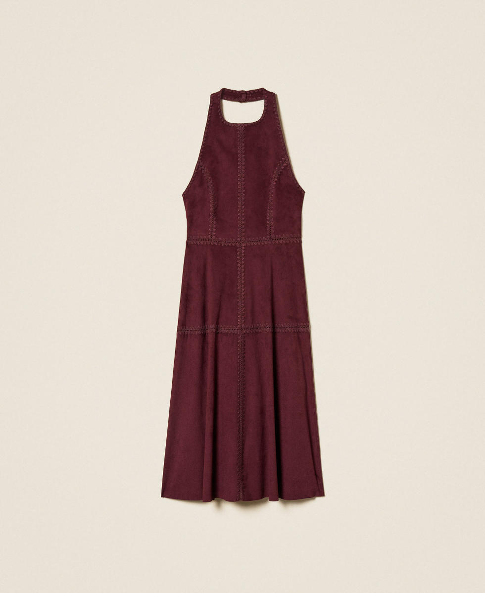 Midi suede dress with embroidery "Wine tasting" Purple Woman 261LB2MCC_05609_S0