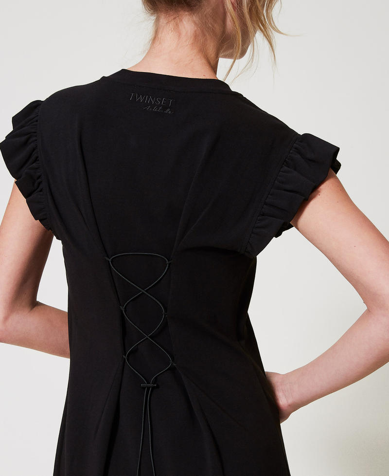 Midi dress with criss-crossed drawstring Black Woman 251AP2134_00006_03