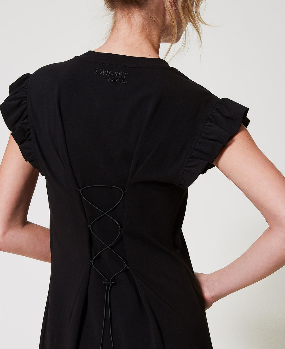 Robe midi avec cordon de serrage crois&eacute; Noir Femme 251AP2134_00006_03