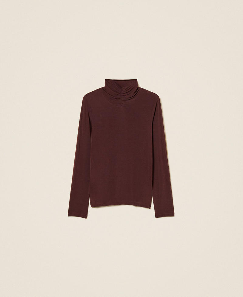 Turtleneck top with draping "Wine tasting" Purple Woman 262TF2064_05609_S0