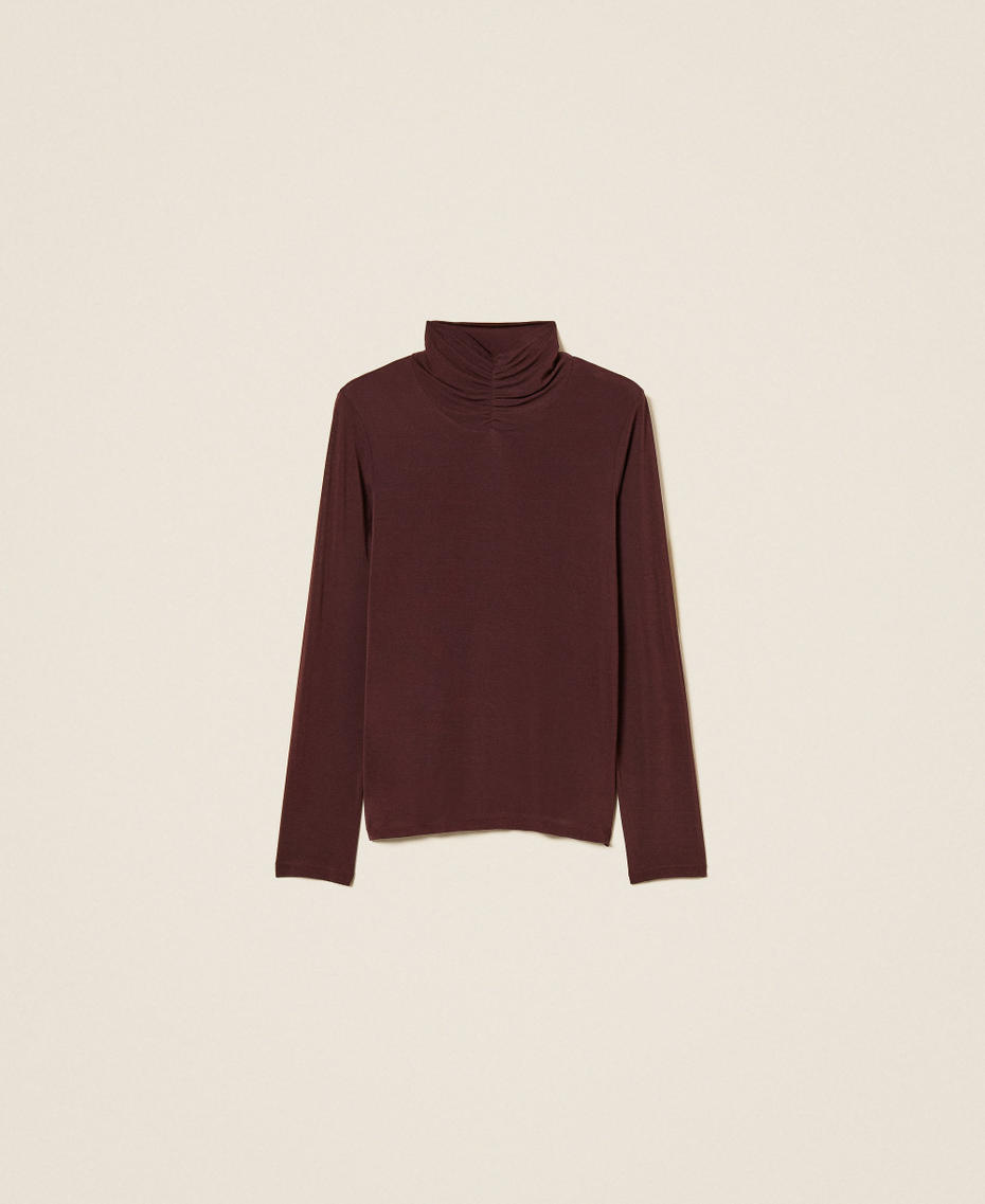 Turtleneck top with draping "Wine tasting" Purple Woman 262TF2064_05609_S0