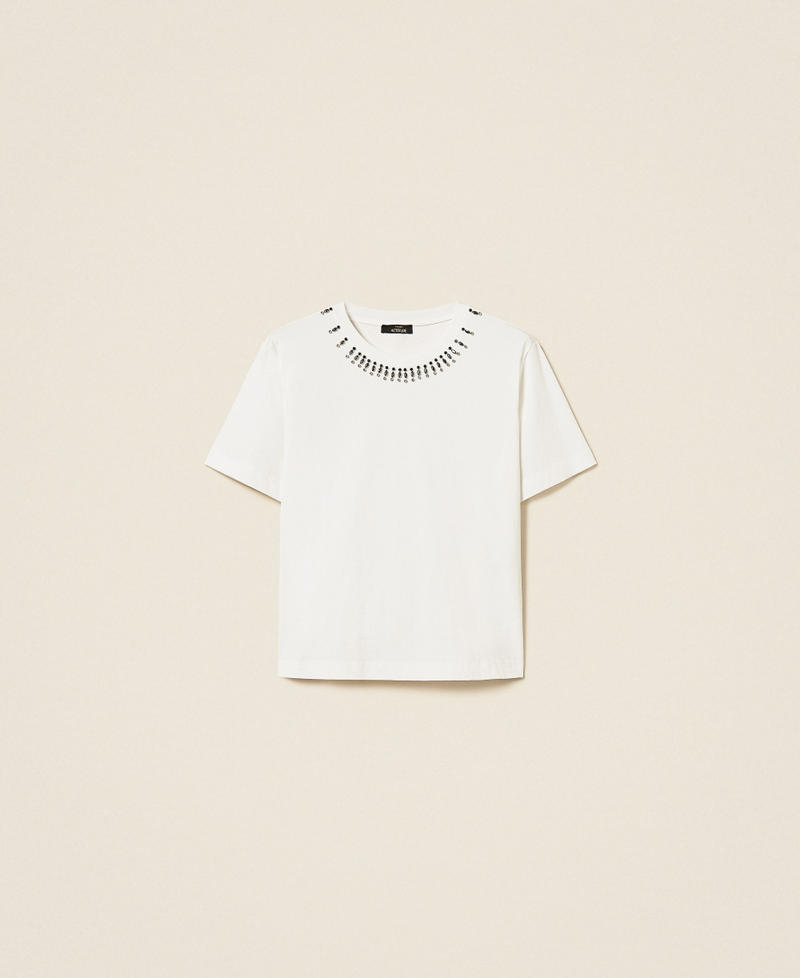 T-shirt slim con ricamo Off White Donna 262AP2480_00526_S0