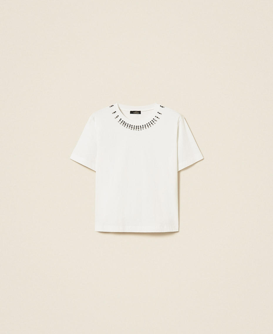 T-shirt slim con ricamo Off White Donna 262AP2480_00526_S0