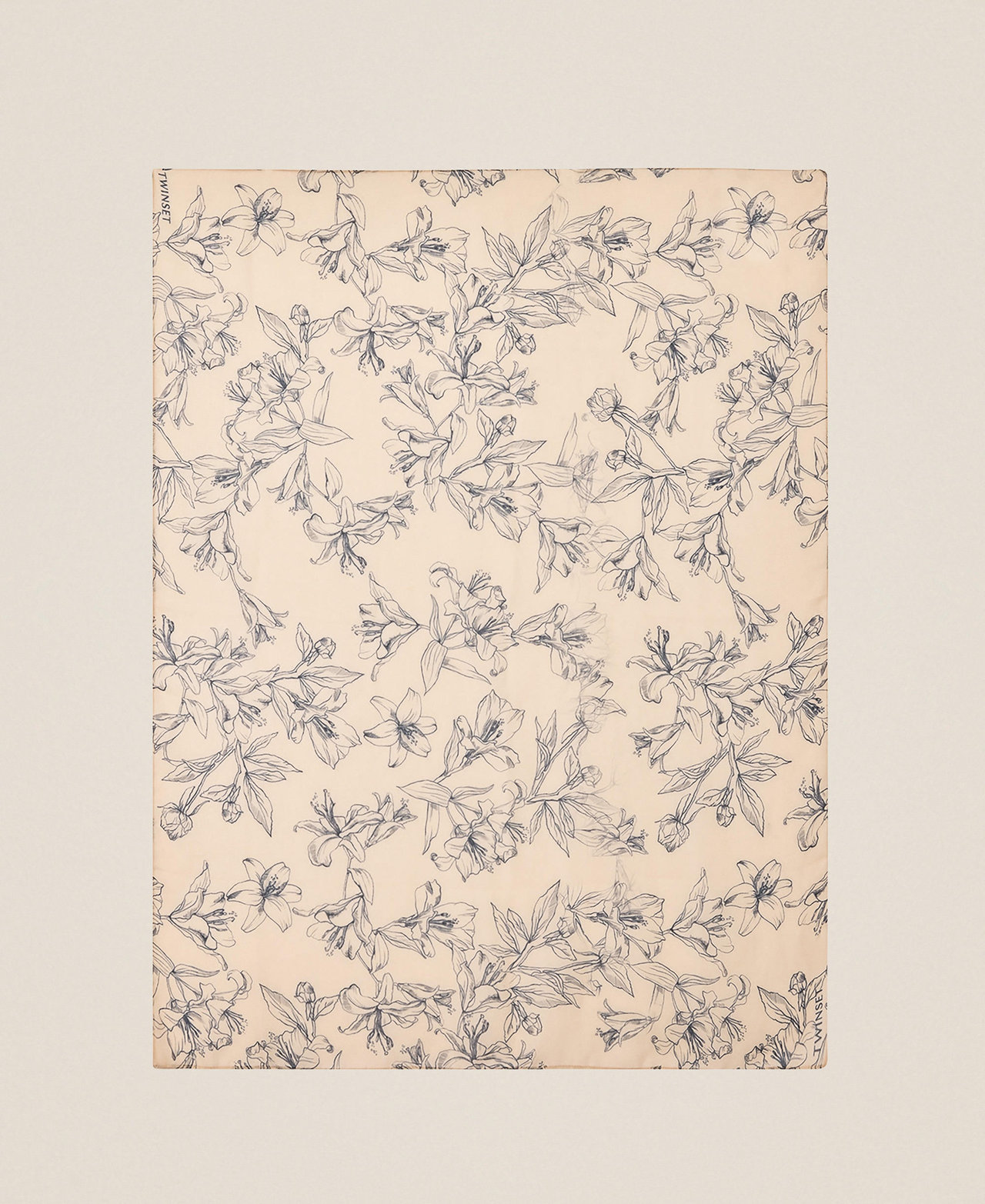 Floral print kefiah with logo "Crystal Sand" Beige/Black Lily Print Woman 262LI4BQQ_13909_05