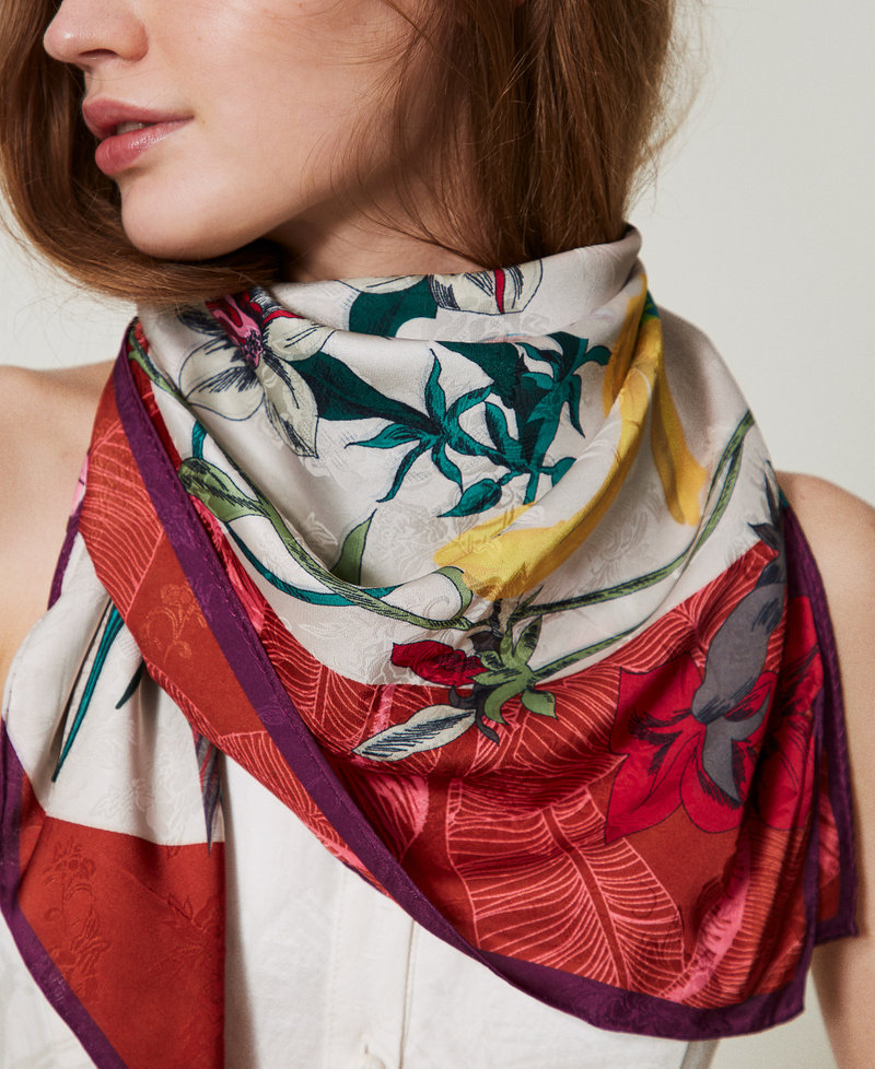 Floral print jacquard keffiyeh Multicolour Canyonland Flowers Print Woman 251TA4510_12271_T0
